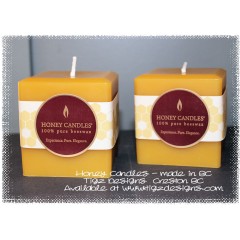 Pure Beeswax 3" Square Pillar - Honey Candles | made in Kaslo BC